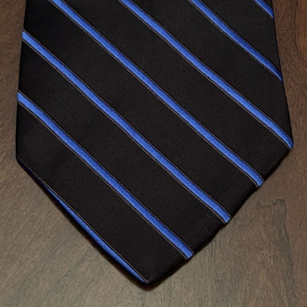 Vintage Express Design Studio Black Blue 100% Imported Silk Made In USA